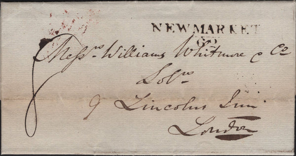 135519 1821 MAIL SOHAM, CAMBS TO LONDON WITH 'NEWMARKET/62' MILEAGE MARK (SK279).