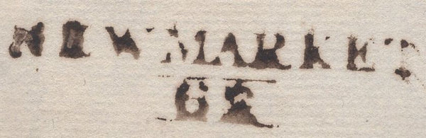 135526 1822 MAIL NEWMARKET, SUFFOLK TO LONDON WITH 'NEWMARKET/62' MILEAGE MARK.