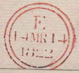 135526 1822 MAIL NEWMARKET, SUFFOLK TO LONDON WITH 'NEWMARKET/62' MILEAGE MARK.