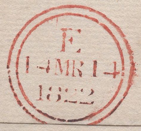 135526 1822 MAIL NEWMARKET, SUFFOLK TO LONDON WITH 'NEWMARKET/62' MILEAGE MARK.