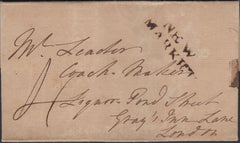 135530 1791 MAIL NEWMARKET, SUFFOLK TO LONDON WITH 'NEW/MARKET' TWO LINE HAND STAMP (SK271).
