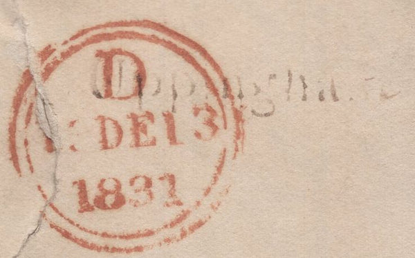 135534 1831 MAIL GLASTON, RUTLAND TO LONDON WITH 'Uppingham' HAND STAMP (RU34).