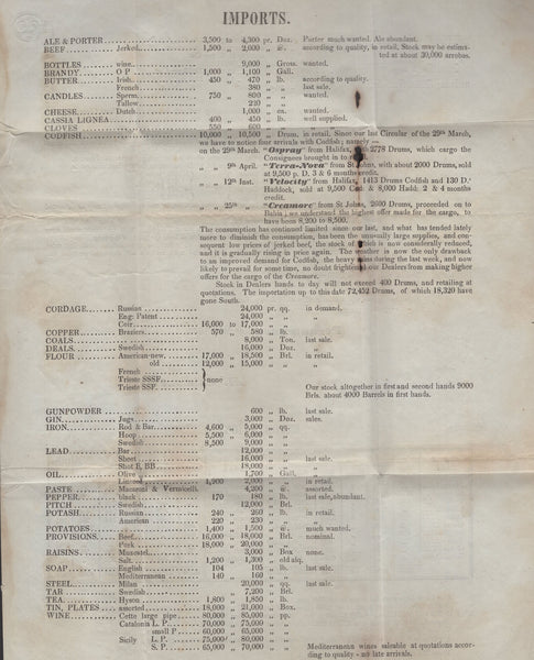 135536 1844 PRINTED MATTER EX PERNAMBUCO, BRAZIL TO LONDON.