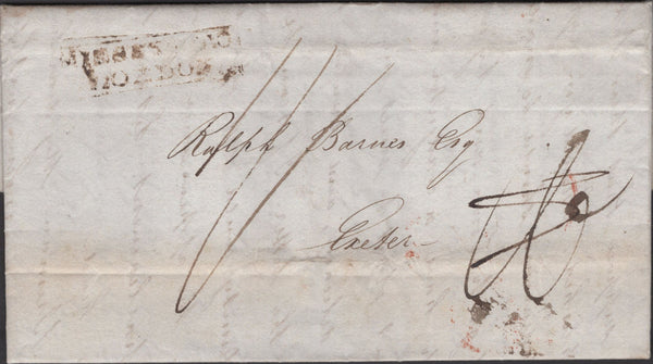 135538 1833 MAIL LINCOLN TO EXETER, MISSENT TO LONDON WITH BOXED 'MISSENT TO/LONDON' (L232a).