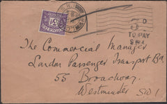 135546 1938 UNPAID MAIL BALHAM, LONDON TO WESTMINSTER.