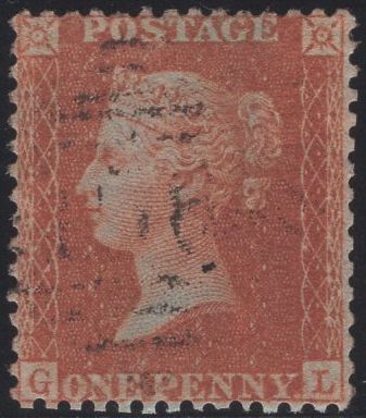 135556 1856 DIE 2 1D PL.44 (GL) FINE ORANGE-BROWN SHADE (SG33 SPEC C8(5).