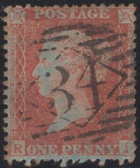 135559 1856 DIE 2 1D PL.45 (RI) ORANGE-BROWN ON VERY BLUED PAPER (SG33 SPEC C8(5).