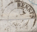 135576 1840 MAIL SPETISBURY, DORSET TO RENNES, FRANCE WITH VARIOUS HAND STAMPS AND CHARGE MARKS.