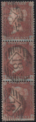 135583 1856 DIE 2 1D PL.45 BROWN-ROSE (SG32) VERTICAL STRIP OF THREE.
