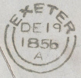 135587 1856 MAIL LONDON TO EXETER WITH 1D PL.37 (SG29)(BC) PRINTED CONTENT 'EXETER AND EXMOUTH RAILWAY'.