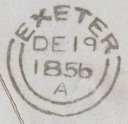 135587 1856 MAIL LONDON TO EXETER WITH 1D PL.37 (SG29)(BC) PRINTED CONTENT 'EXETER AND EXMOUTH RAILWAY'.