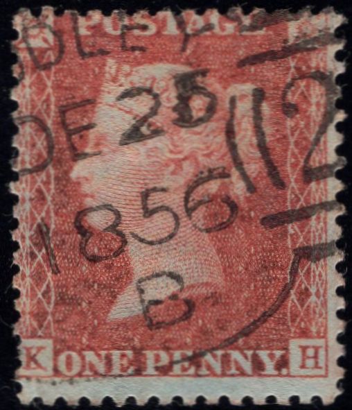 135589 1856 DIE 2 1D PL.29 (SG29)(KH), PART DUDLEY SPOON USED CHRISTMAS DAY DE 25 1856.