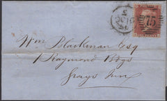135591 1856 MAIL USED IN LONDON WITH DIE 2 1D PL.38 (SG29)(SJ).