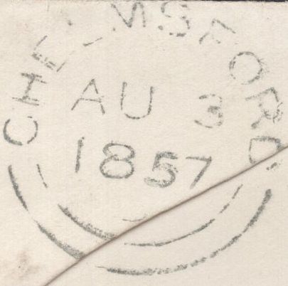 135597 1857 MAIL CHELMSFORD, ESSEX TO BLACKHEATH WITH DIE 2 1D PL.37 (SG29)(MI).