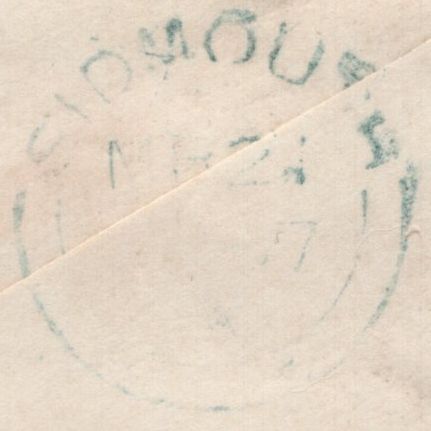 135601 1857 MAIL SIDMOUTH, DEVON TO TOTNESS WITH DIE 2 1D PL.44 BROWN-ROSE SHADE (SG32)(JE).