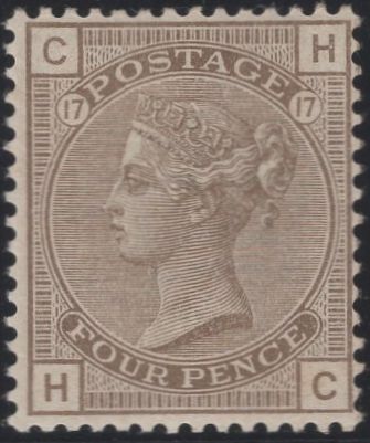 135665 1880 4D GREY-BROWN PL.17 (SG160) VERY FINE MINT.