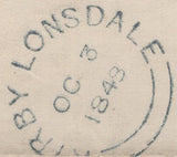 135680 1848 MAIL BENTHAM, NORTH YORKS TO KIRBY LONSDALE WITH 'BENTHAM' UDC IN BLUE (YK283).