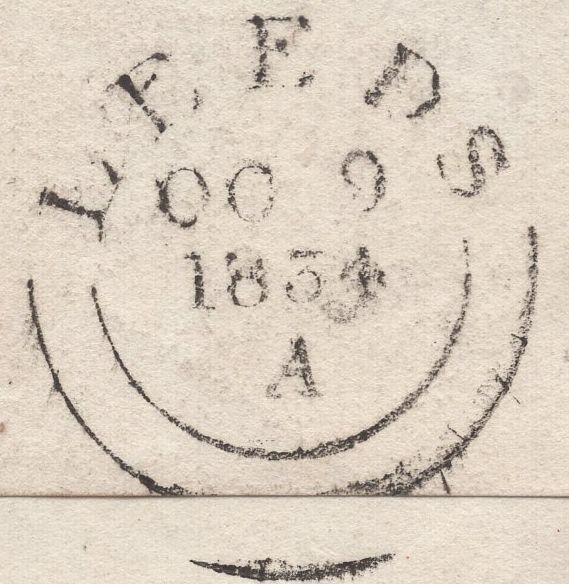 135704 1834 MAIL LEEDS TO HUDDERSFIELD WITH 'Millbridge/Penny Post' HAND STAMP (YK2012).