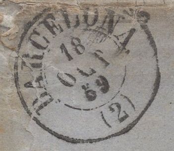 135772 1859 MAIL BRISTOL TO BARCELONA WITH CIRCULAR 'PAID/AT/BRISTOL' HAND STAMP (BS162).