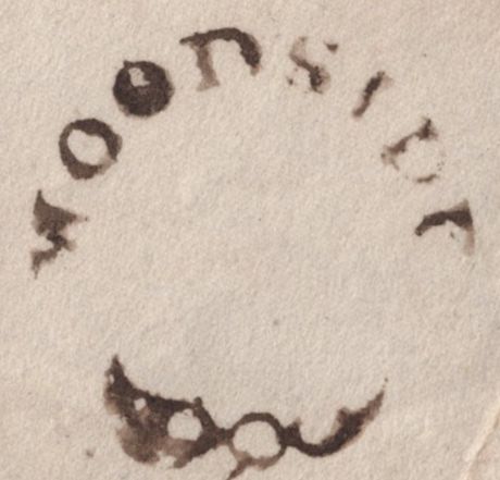 135786 1827 MAIL WOODSIDE (BIRKENHEAD) TO LUDLOW WITH 'WOODSIDE' HAND STAMP WITH FLEURONS (LL538).