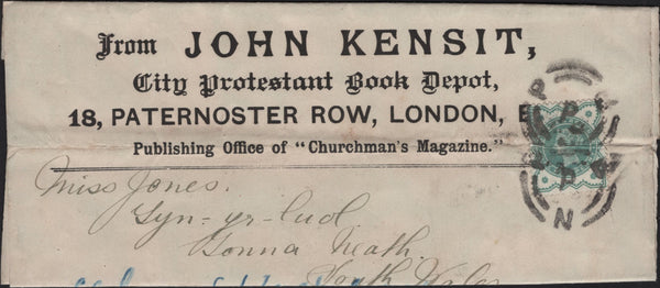 135793 CIRCA 1900 'Churchman's Magazine' PRINTED WRAPPER LONDON TO SOUTH WALES.