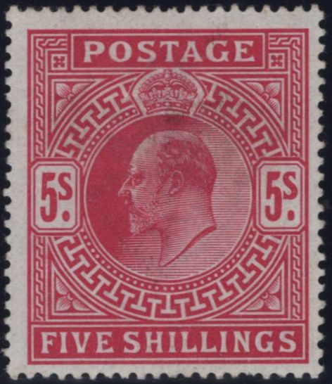 135803 1902 5s BRIGHT CARMINE (SG263) MINT EXAMPLE.
