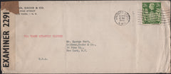 135809 1942 MAIL 'VIA TRANSATLANTIC CLIPPER' LONDON TO NEW YORK WITH KGVI 2S 6D YELLOW-GREEN (SG476b).