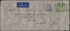 135811 1942 AIR MAIL LONDON TO WELLINGTON, NEW ZEALAND WITH KGVI 2S 6D YELLOW-GREEN (SG476b).