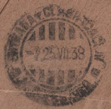 135821 1938 MAIL LONDON TO URUGUAY WITH 1S PHOTOGRAVURE (SG449) X 4.