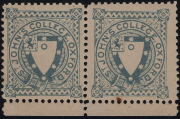 135857 1884 ST JOHN'S COLLEGE, OXFORD ½D GREY-BLUE COLLEGE STAMP (CS17) MINT PAIR.