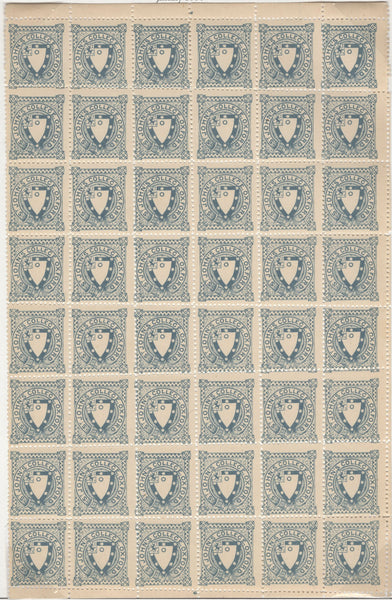135860 1884 ½D GREY-BLUE ST JOHN'S COLLEGE, OXFORD COLLEGE STAMP (CS17) MINT BLOCK OF 48.