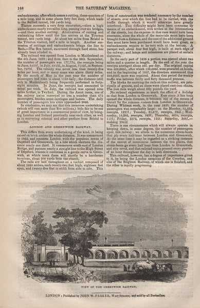 135875 1840 'Saturday Magazine' WITH VERY FINE RAILWAY REFERENCES.
