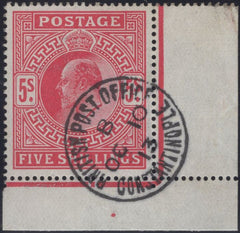 135967 1912 5S CARMINE (SG318) SUPERB USED IN CONSTANTINOPLE.