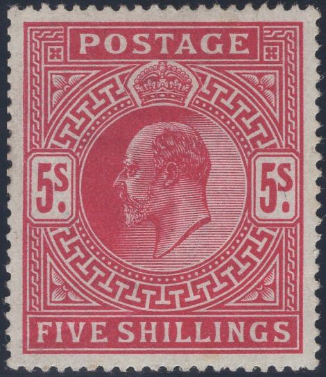 135971 1902 5S DEEP BRIGHT CARMINE (SG264) MINT EXAMPLE.