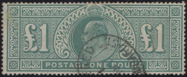 135975 1902 £1 DULL BLUE-GREEN (SG266) GOOD USED.