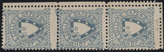 135988 1884 ST JOHN'S COLLEGE, OXFORD ½D GREY-BLUE (CS17) VERTICAL MINT STRIP OF THREE.