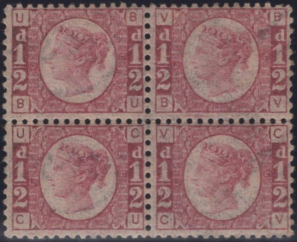 136071 1870 ½D BANTAM PL.6 (SG48) MINT BLOCK OF FOUR.