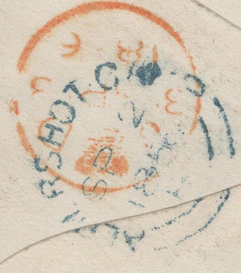 136082 1856 1D PINK ENVELOPE WOLVERHAMPTON TO DUBLIN WITH 'WOLVERHAMPTON/905' SPOON TYPE B (RA126).