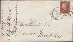 136084 1855 MAIL WOLVERHAMPTON TO MACCLESFIELD WITH 1D (SG22) 'WOLVERHAMPTON/905' SPOON TYPE 'A' (RA125).