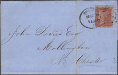 136087 1856 MAIL CHESTER TO MOLLINGTON WITH 1D (SG29) 'CHESTER/180' SPOON TYPE 'A' (RA30).