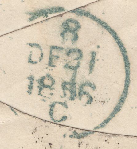 136090 1856 MAIL BIRKENHEAD TO DUBLIN WITH 1D (SG29) 'BIRKENHEAD/74' SPOON (RA1).