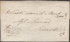 136095 1800 FREE FRANK WORCESTER TO LEICESTER MISSENT TO MELTON MOWBRAY WITH 'MELTON/MOWBRAY' HAND STAMP (LC150).