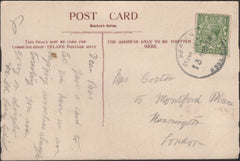 136097 1914 MAIL BERDEN, ESSEX TO KENNINGTON WITH 'BERDEN/STANSTED/ESSEX' RUBBER DATE STAMP.