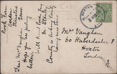 136098 1916 MAIL BERDEN, ESSEX TO HOXTON WITH 'BERDEN/STANSTED/ESSEX' RUBBER DATE STAMP.