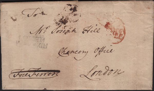 136101 1769 FREE MAIL STAUNTON HARALD, LEICS TO LONDON WITH 'LOUGH/BOROUGH' HAND STAMP (LC80).