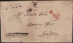 136101 1769 FREE MAIL STAUNTON HARALD, LEICS TO LONDON WITH 'LOUGH/BOROUGH' HAND STAMP (LC80).