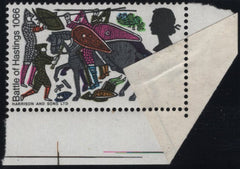 136107 1966 4D BATTLE OF HASTINGS (SG710) PRINTING ERROR DUE TO PAPERFOLD.