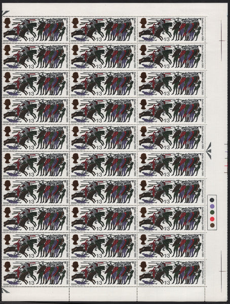 136109 1966 1/3 BATTLE OF HASTINGS COMPLETE SHEET OF 60, STAMP 7/2 WITH VARIETY 'CLUB FLAW' (SG712b).