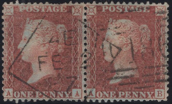 136149 1856 DIE 2 1D PL.45 (SG29)(AA AB) BOTH MISSING IMPRIMATUR LETTERING.