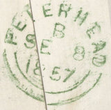 136168 1857 MAIL PETERHEAD TO ABERDEEN WITH DIE 2 1D PL.34 (SG29)(AJ) MISSING IMPRIMATUR LETTERING.